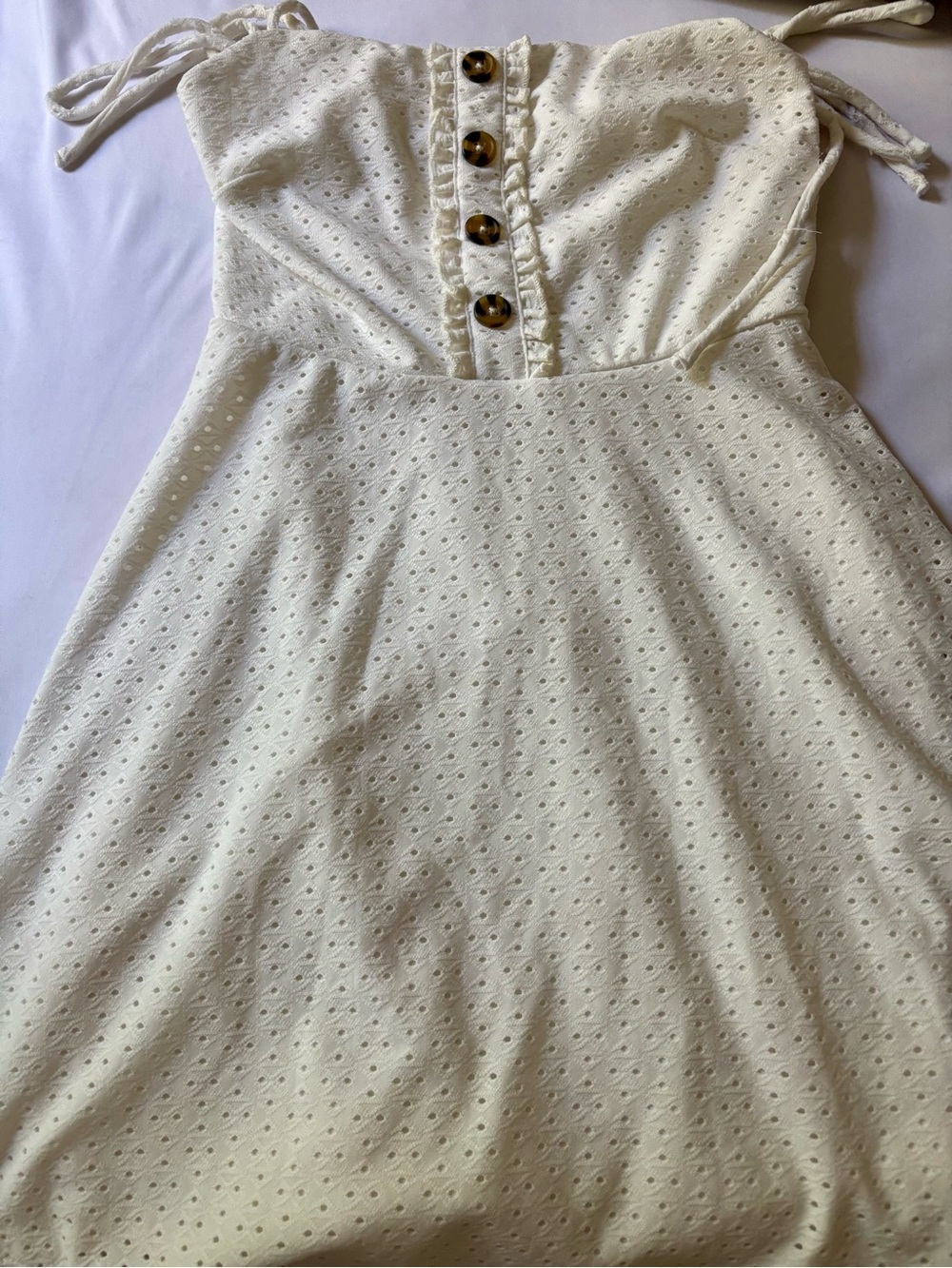 Speechless Cream Eyelet Button-Front Dress